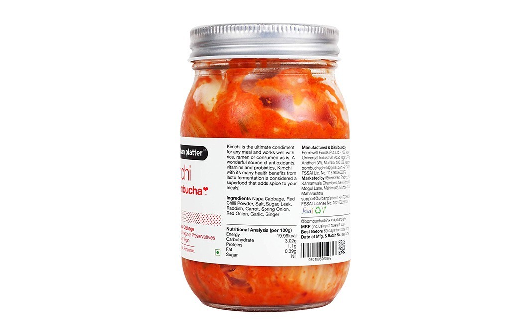 Urban Platter Kimchi By Bombucha    Glass Jar  450 grams